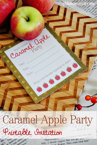 The Benson Street free printable caramel apple invite