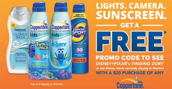 Dory movie offer with coppertone