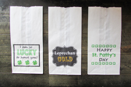 Printable St. Patrick's Day Gift Bags - Print your own St. Patrick's Day gift bags using lunch sacks and your printer. Plus, inexpensive gift ideas for kids, husband, teachers or neighbors! Coupons4Utah