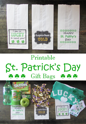 Printable St. Patrick's Day Gift Bags - Print your own St. Patrick's Day gift bags using lunch sacks and your printer. Plus, inexpensive gift ideas for kids, husband, teachers or neighbors! Coupons4Utah