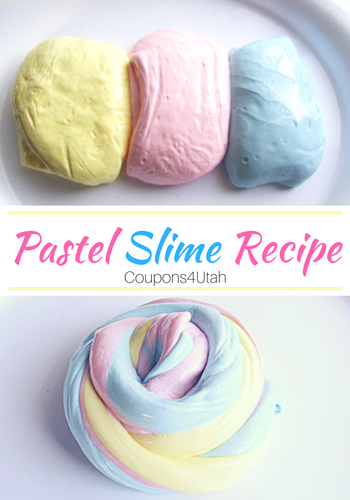 Pastel Slime Recipe - Kids LOVE slime and it's super easy and cheap to make. Try some pastel slime this spring. Fun for Easter, Spring Break or anytime! Coupons4Utah