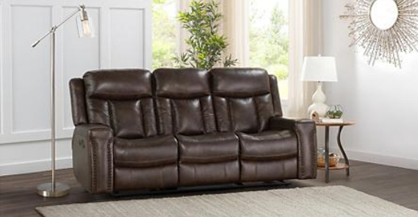 members mark buchanan leather dual reclining sofa